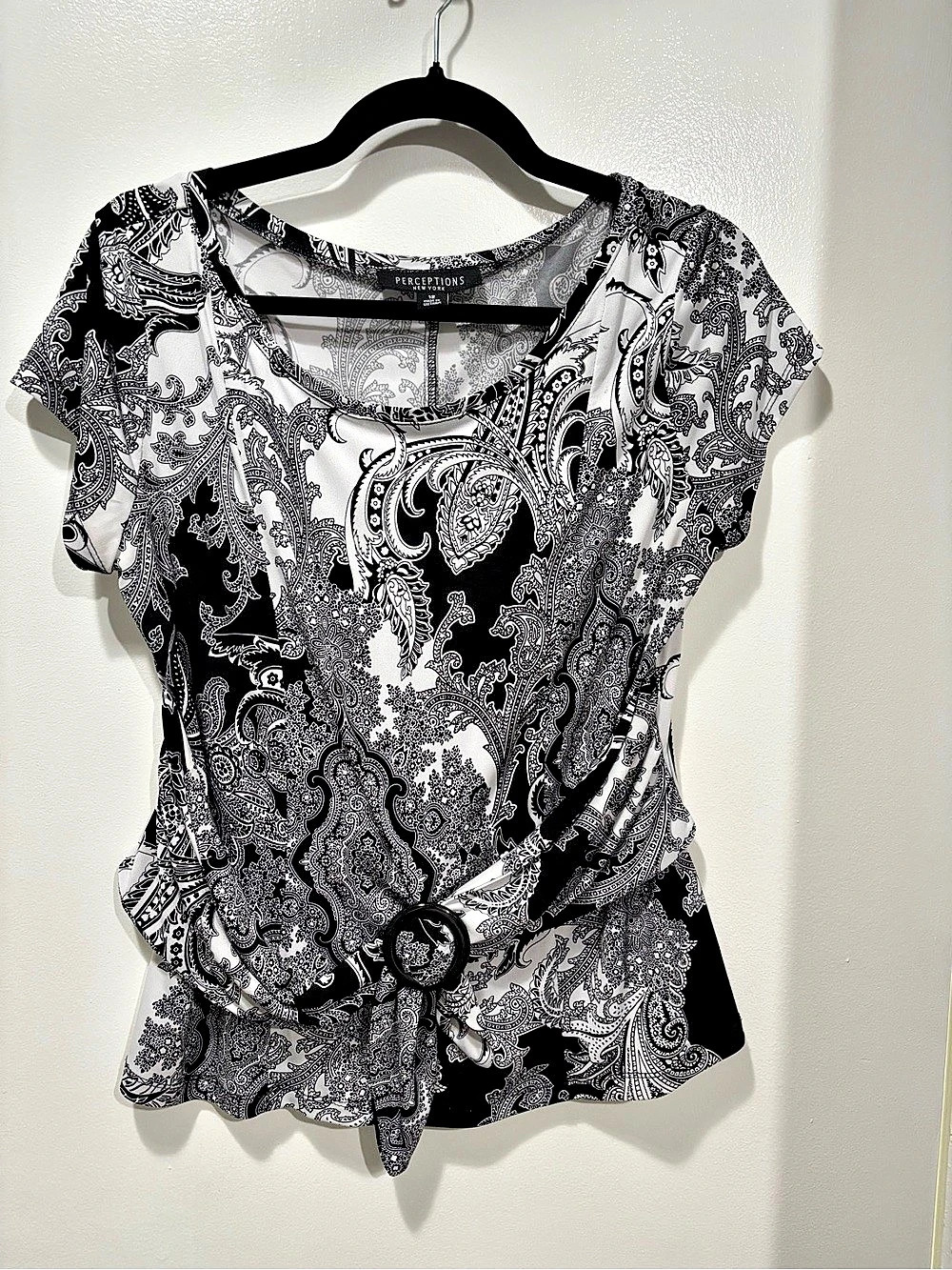 Perceptions New York Paisley Two-Piece Skirt Set Black & White Size 12